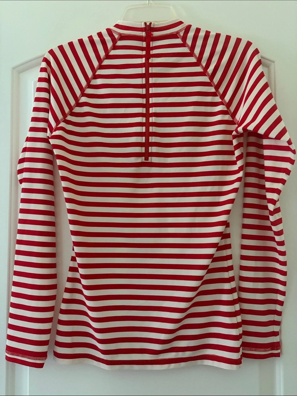 J. Crew Red Women’s Red Striped Swim Beach Rash Guard, size M